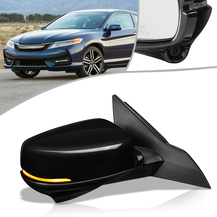 RETROVISOR MIRROR - OEM - 16-17 HONDA ACCORD 4-DR - POWERED - HEATED - W/ SIGNAL LIGHT - W/ CAMERA - FOLDING - BLACK MATERIAL - RIGHT