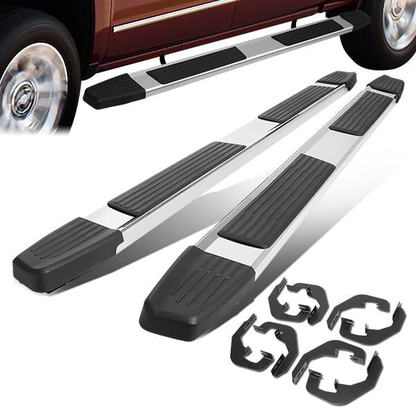 ESTRIBOS 6" - 07-18 CHEVY SILVERADO 1500, GMC SIERRA 1500 / 07-19 CHEVY SILVERADO 2500HD, SILVERADO 3500HD, GMC SIERRA 2500HD, SIERRA 3500HD - CREW CAB - CHROME / BLACK