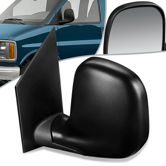 RETROVISOR MIRROR - OEM - 96-02 CHEVY EXPRESS 1500, 2500, 3500 / 96-02 GMC SAVANA 1500, 2500, 3500 - POWERED - HEATED - TEXTURED - BLACK - LEFT