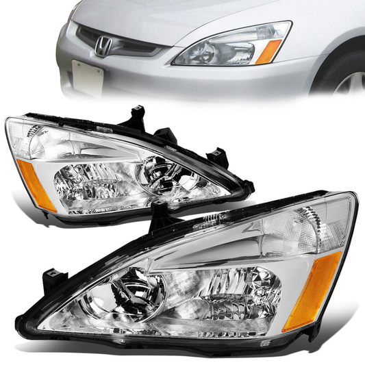 FAROS 03-07 HONDA ACCORD 2/4-DOOR - 9006 LOW BEAM / 9005 HIGH BEAM - CHROME HOUSING / AMBER CORNER