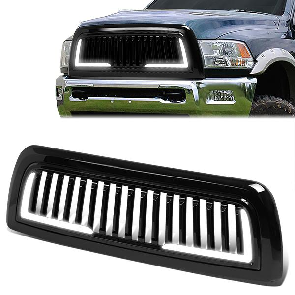 PARRILLA GRILLE - 10-18 DODGE RAM 2500, 3500 - VERTICAL FENCE STYLE - W/ LED DRL LIGHT - LED'S REQUIRE WIRING INTO EXISTING LIGHTING - BLACK
