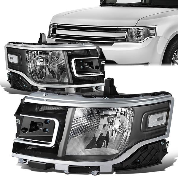 FAROS 13-19 FORD FLEX - FITS MODELS WITH HALOGEN HEADLIGHTS ONLY - BLACK HOUSING / CLEAR CORNER - H13 HIGH / LOW BEAM