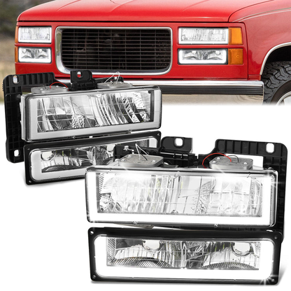 FAROS CLEAR LENS,CLEAR REFLECTOR,CHROME HOUSING - 4PCS - LED BAR - 92-94 CHEVROLET BLAZER / 88-99 CHEVROLET C1500 / 92-99 CHEVROLET C1500 SUBURBAN / 88-00 CHEVROLET C2500 / 92-99 CHEVROLET C2500 SUBURBAN / 88-00 CHEVROLET C3500 / 88-99 CHEVROLET K1500 /