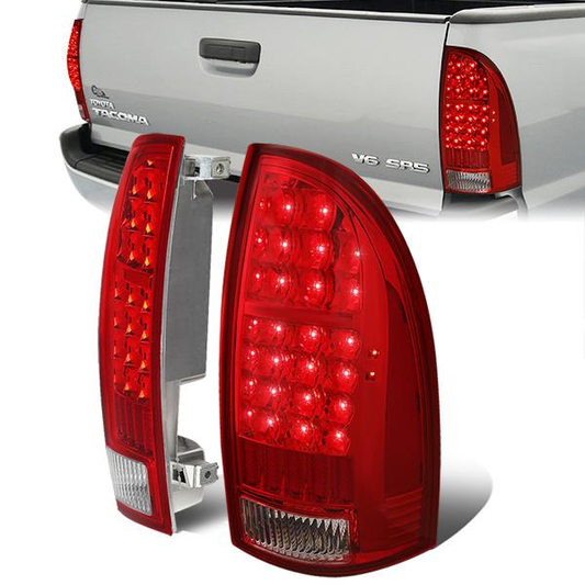 FAROS TRASEROS 05-15 TOYOTA TACOMA - LED - CHROME / RED