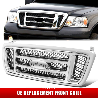 PARRILLA GRILLE - FD F150 P/U '04-'08/ GRILLE ASS'Y 07-08/ CHROME (XLT)/ (HONEYCOMB DESIGN)