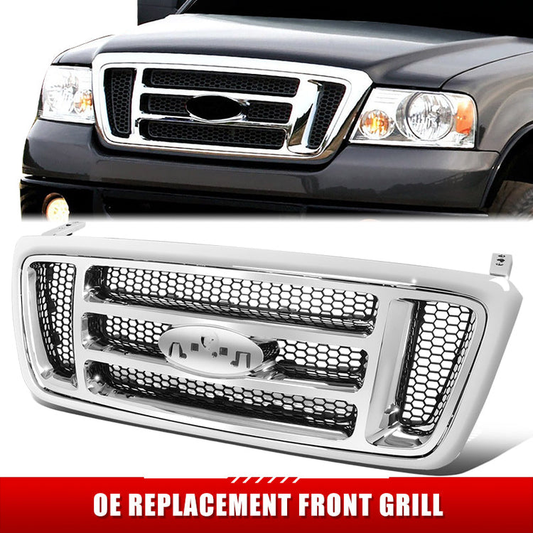 PARRILLA GRILLE - FD F150 P/U '04-'08/ GRILLE ASS'Y 07-08/ CHROME (XLT)/ (HONEYCOMB DESIGN)