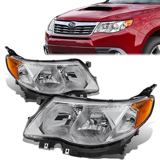FAROS 09-13 SUBARU FORESTER - FITS MODELS W/ HALOGEN HEADLIGHTS ONLY - 9006 LOW BEAM / 9005 HIGH BEAM - CHROME HOUSING / AMBER CORNER