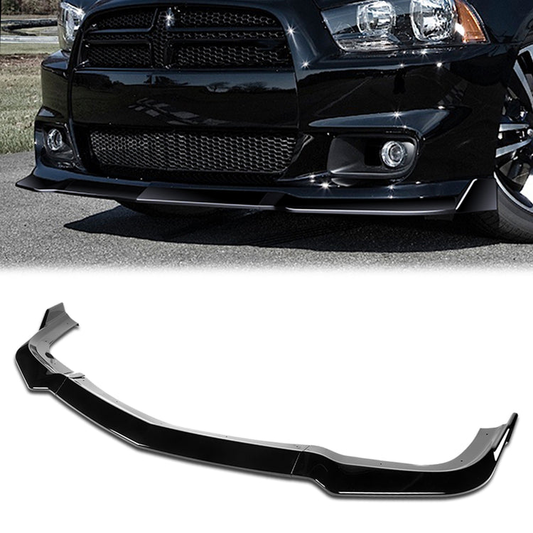LIP FRONTAL 11-14 DODGE CHARGER SRT - REQURIES DRILLING BUMPER FOR INSTALLATION - 3PC - PAINTED GLOSS BLACK