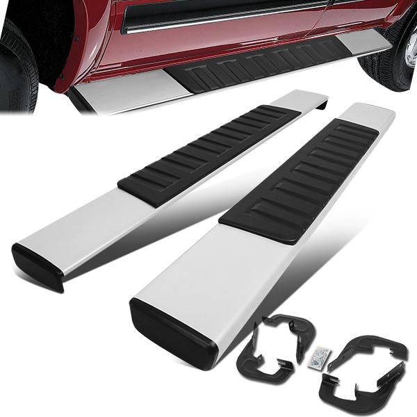 ESTRIBOS 6" - STRAIGHT - ALUMINUM - 07-18 CHEVY SILVERADO 1500, GMC SIERRA 1500 / 07-19 CHEVY SILVERADO 2500HD, 3500HD, GMC SIERRA 2500HD, 3500HD - STANDARD CAB - SILVER