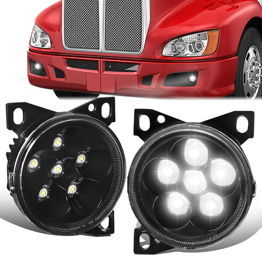 FAROS DE NIEBLA 08-15 KENWORTH T660 / 13-20 PETERBILT 579 / 11-20 PETERBILT 587 - REFLECTOR - FULL LED - BLACK