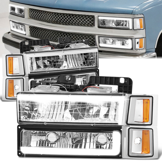 FAROS CLEAR LENS,AMBER REFLECTOR,CHROME HOUSING - 8PCS - LED BAR - 94 CHEVROLET BLAZER / 94-99 CHEVROLET C1500 / 94-99 CHEVROLET C1500 SUBURBAN / 94-00 CHEVROLET C2500 / 94-99 CHEVROLET C2500 SUBURBAN / 94-00 CHEVROLET C3500 / 94-99 CHEVROLET K1500 /