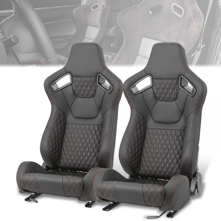 ASIENTOS RACING BLACK PVC - VEHICLE WITH AFTERMARKET BOTTOM MOUNT SEAT BRACKETS