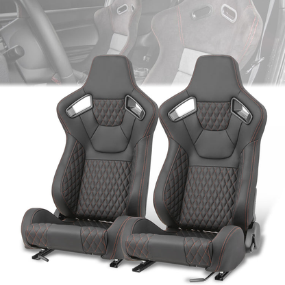 ASIENTOS RACING BLACK PVC - VEHICLE WITH AFTERMARKET BOTTOM MOUNT SEAT BRACKETS