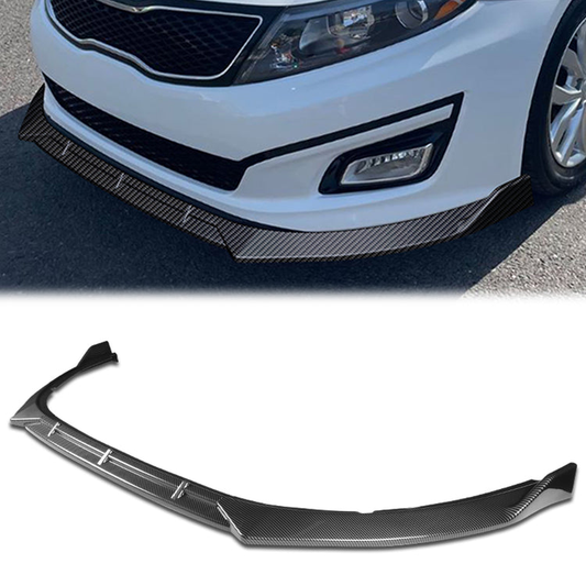 LIP FRONTAL 14-15 KIA OPTIMA - EXCLUDES HYBRID MODELS - REQUIRES DRILLING BUMPER FOR INSTALLATION - 3PC - CARBON FIBER LOOK