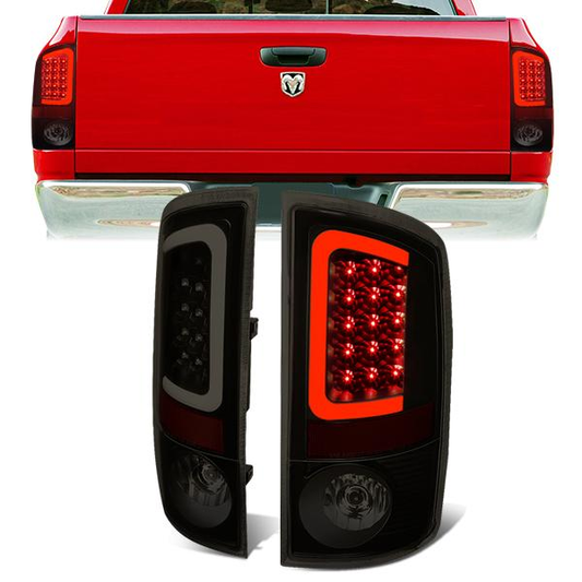 FAROS TRASEROS 02-06 DODGE RAM 1500 / 03-06 DODGE RAM 2500 , 3500 - C-BAR - U-HALO LED - BLACK / SMOKE
