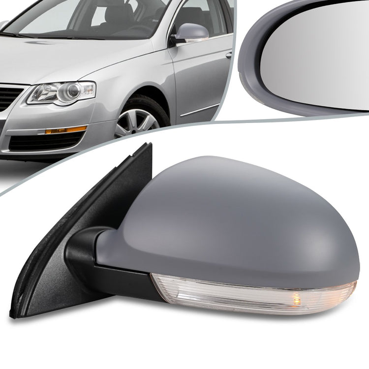RETROVISOR MIRROR - OEM - 05-10 VOLKSWAGEN PASSAT - POWERED - HEATED - W/ SIGNAL LIGHT - FOLDING - LEFT - GRAY