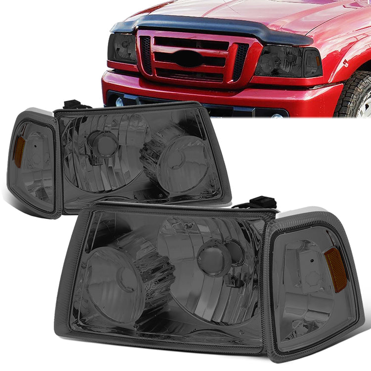 FAROS 01-11 FORD RANGER 2/4-DOOR - 4PC - 9007 LOW BEAM / HIGH BEAM - SMOKE HOUSING / AMBER CORNER