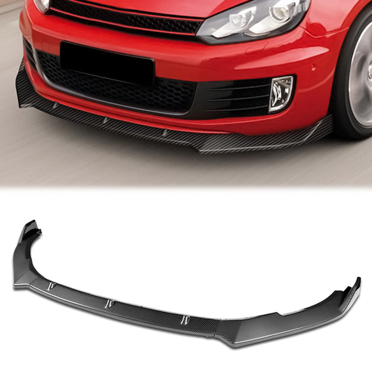 LIP FRONTAL 10-13 VOLKSWAGEN GOLF MK6 GTI - REQUIRES DRILLING BUMPER FOR INSTALLATION - 3PC - CARBON FIBER LOOK