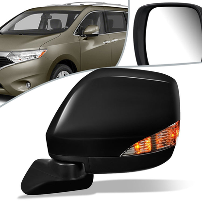 RETROVISOR MIRROR - OEM - 11-17 NISSAN QUEST - POWERED - HEATED - W/ SIGNAL LIGHT - FOLDING - BLACK MATERIAL - LEFT