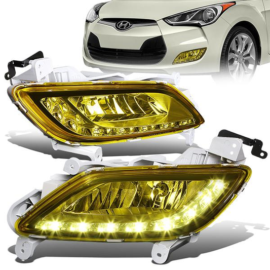 FAROS DE NIEBLA 12-16 HYUNDAI VELOSTER 3-DR - LED DRL - W/ SWITCH - 881 BULB - AMBER