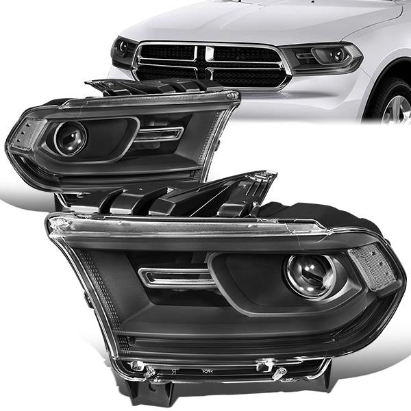 FAROS 14-20 DODGE DURANGO - FITS MODELS WITH HALOGEN HEADLIGHTS WITHOUT LED DRL ONLY - PROJECTOR LOW BEAM - BLACK HOUSING / CLEAR CORNER - 9005 HIGH / LOW BEAM