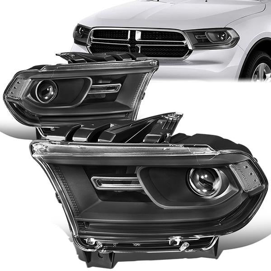 FAROS 14-20 DODGE DURANGO - FITS MODELS WITH HALOGEN HEADLIGHTS WITHOUT LED DRL ONLY - PROJECTOR LOW BEAM - BLACK HOUSING / CLEAR CORNER - 9005 HIGH / LOW BEAM