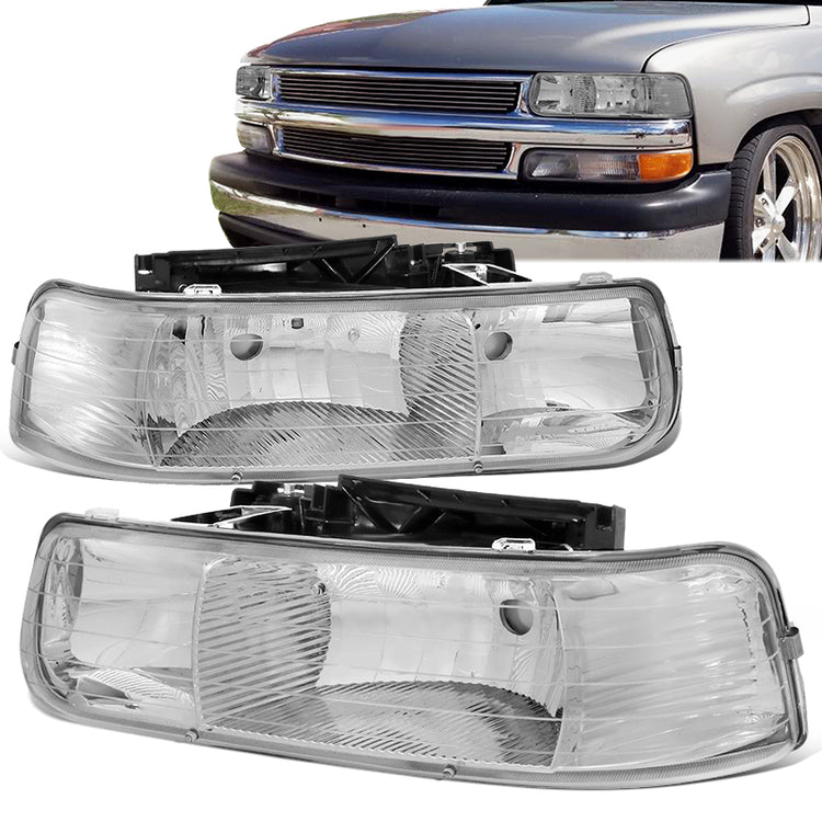 FAROS 99-02 CHEVY SILVERADO 1500 , 2500 / 00-06 CHEVY SUBURBAN 1500 , 2500 , TAHOE / 01-02 CHEVY SILVERADO 1500 HD , 2500 HD , 3500 HD 2/4-DOOR - 2PC - CHROME HOUSING - 9006 LOW BEAM / HIGH BEAM