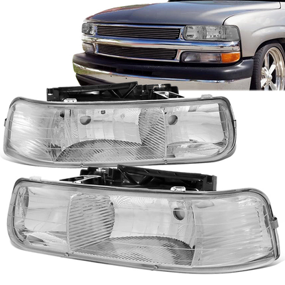 FAROS 99-02 CHEVY SILVERADO 1500 , 2500 / 00-06 CHEVY SUBURBAN 1500 , 2500 , TAHOE / 01-02 CHEVY SILVERADO 1500 HD , 2500 HD , 3500 HD 2/4-DOOR - 2PC - CHROME HOUSING - 9006 LOW BEAM / HIGH BEAM