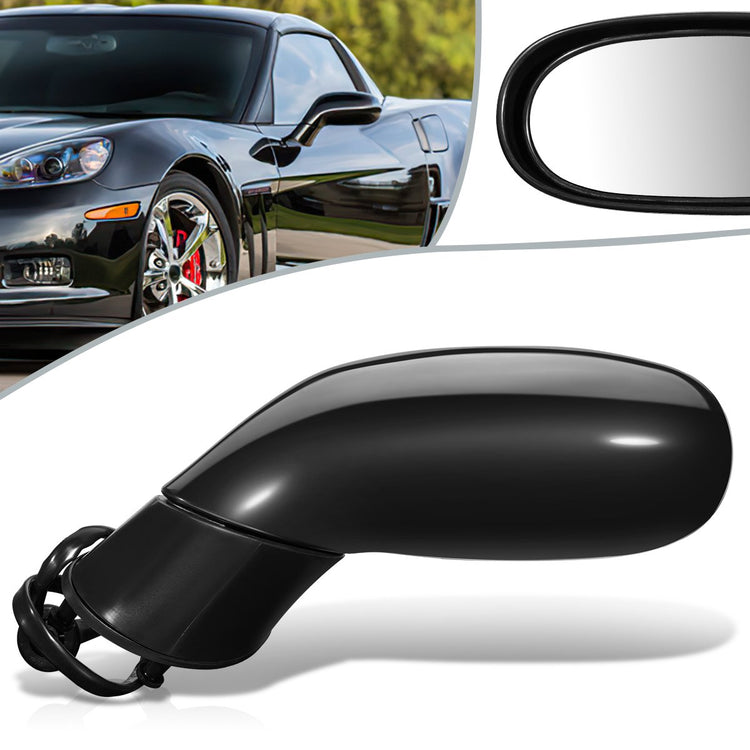 RETROVISOR MIRROR - OEM - 05-13 CHEVY CORVETTE - POWERED - HEATED - FOLDING - BLACK MATERIAL - LEFT