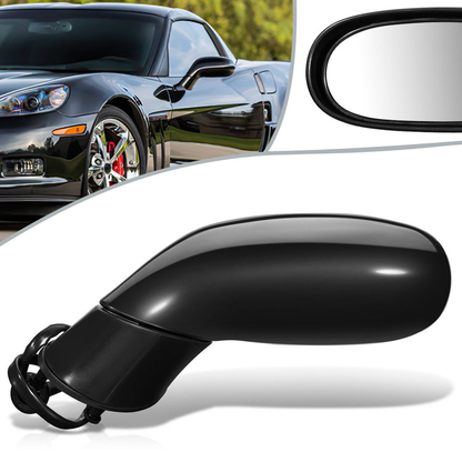 RETROVISOR MIRROR - OEM - 05-13 CHEVY CORVETTE - POWERED - HEATED - FOLDING - BLACK MATERIAL - LEFT