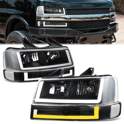 FAROS CLEAR LENS,CLEAR REFLECTOR,BLACK HOUSING - 4PCS - LED BAR - 03-14 CHEVROLET EXPRESS 1500 / 03-23 CHEVROLET EXPRESS 2500 / 03-23 CHEVROLET EXPRESS 3500 / 09-22 CHEVROLET EXPRESS 4500 / 03-14 GMC SAVANA 1500 / 03-23 GMC SAVANA 2500 / 03-23 GMC SAVANA