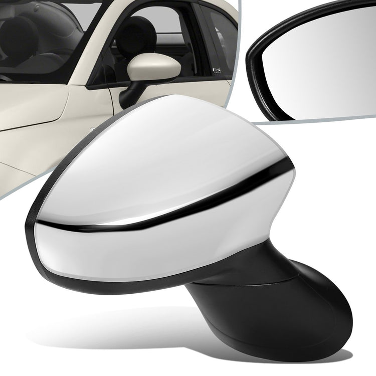 RETROVISOR MIRROR - OEM - 13-15 FIAT 500 - POWERED - HEATED - W/ TEMP SENSOR - FOLDING - W/ CHROME COVER - RIGHT