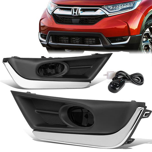FAROS DE NIEBLA 17-18 HONDA CR-V - REQUIRES FOG LIGHT BRACKETS FOR INSTALLATION - WITH CHROME TRIM BEZEL - SMOKE