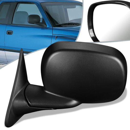 RETROVISOR MIRROR - 98-01 DODGE RAM 1500 / 98-02 DODGE RAM 2500 3500 - MANUAL - OEM - LEFT - TEXTURED/BLACK