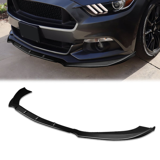 LIP FRONTAL 15-17 FORD MUSTANG GT WITHOUT PERFORMANCE OR 50TH PACKAGE - REQUIRES DRILLING BUMPER FOR INSTALLATION - 3PC - PAINTED GLOSS BLACK