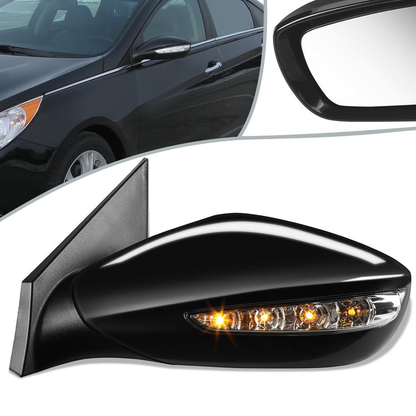 RETROVISOR MIRROR - OEM - 11-14 HYUNDAI SONATA - POWERED - HEATED - TEXTURED - BLACK - LEFT