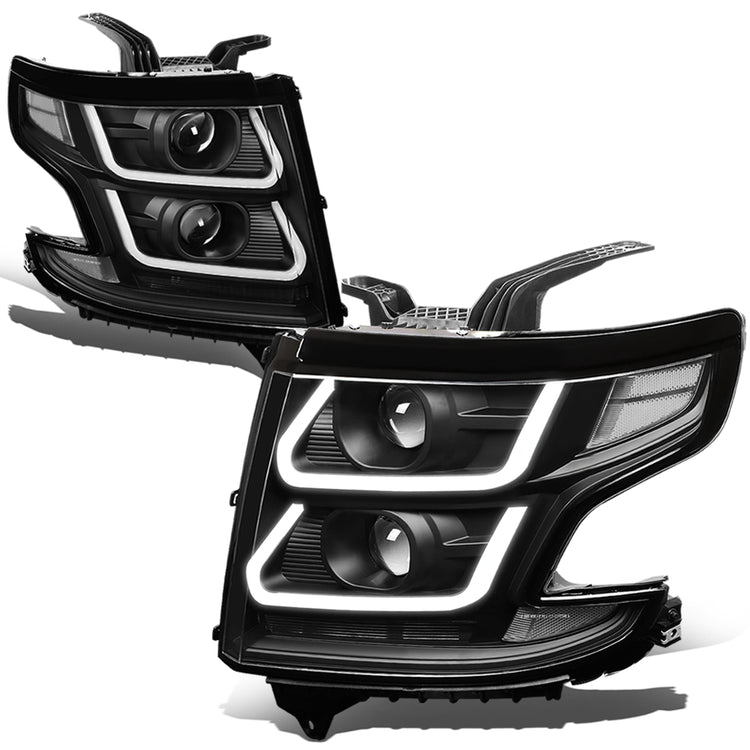 FAROS 15-18 CHEVY SUBURBAN / 15-18 CHEVY TAHOE - ONLY FITS MODELS WITH HALOGEN HEADLIGHTS - DUAL PROJECTOR - 3D - LED - BLACK HOUSING / CLEAR CORNER - H7 LOW / H1 HIGH BEAM