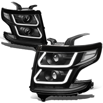 FAROS 15-18 CHEVY SUBURBAN / 15-18 CHEVY TAHOE - ONLY FITS MODELS WITH HALOGEN HEADLIGHTS - DUAL PROJECTOR - 3D - LED - BLACK HOUSING / CLEAR CORNER - H7 LOW / H1 HIGH BEAM