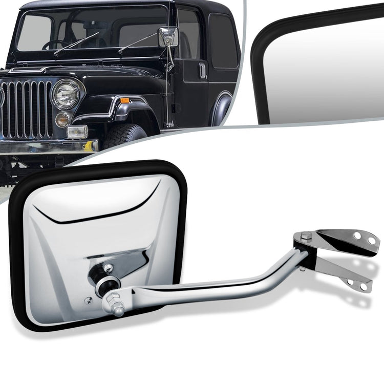 RETROVISOR MIRROR - OEM - 60-66 JEEP CJ3 / 60-83 JEEP CJ5 / 66-68 JEEP CJ5A / 60-75 JEEP CJ6 / 66-68 JEEP CJ6A / 76-86 JEEP CJ7 / 81-85 JEEP SCRAMBLER / 1959 JEEP TRUCK - MANUAL - CHROME - RIGHT