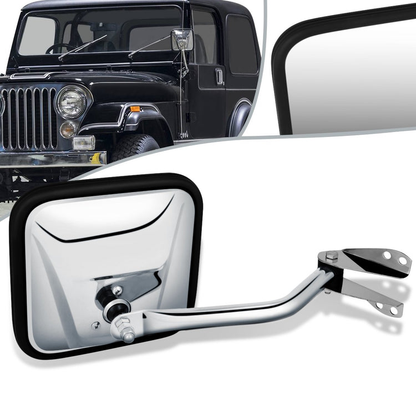 RETROVISOR MIRROR - OEM - 60-66 JEEP CJ3 / 60-83 JEEP CJ5 / 66-68 JEEP CJ5A / 60-75 JEEP CJ6 / 66-68 JEEP CJ6A / 76-86 JEEP CJ7 / 81-85 JEEP SCRAMBLER / 1959 JEEP TRUCK - MANUAL - CHROME - RIGHT