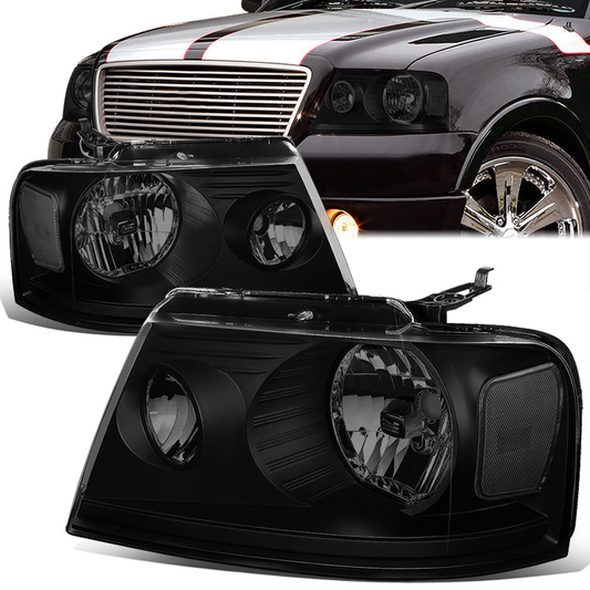 FAROS 04-08 FORD F-150 / 06-08 LINCOLN MARK LT - OE STYLE - H13 HIGH/LOW BEAM / 194 SIDE MARKER / 3157A TURN SIGNAL - BLACK HOUSING / SMOKED LENS / CLEAR CORNER