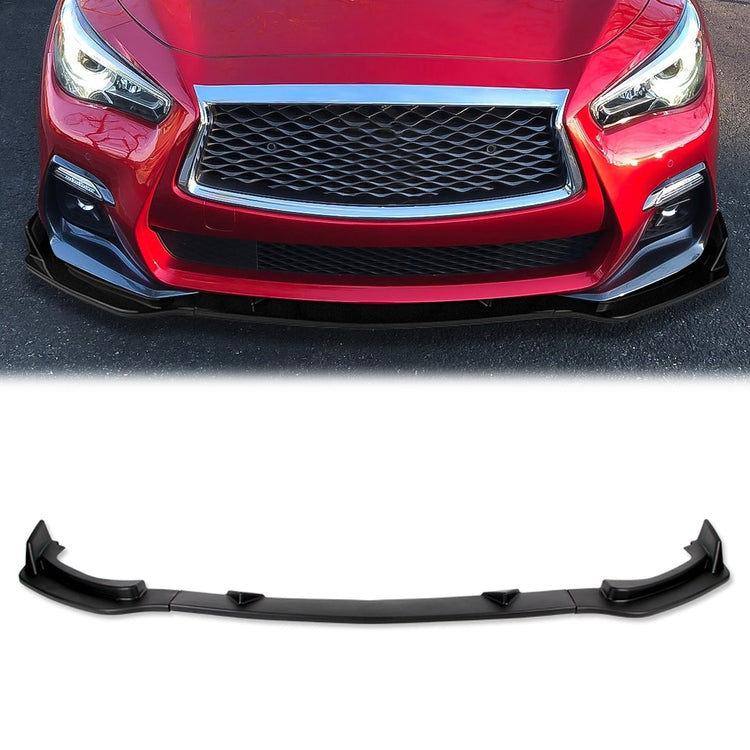 LIP FRONTAL 14-17 INFINITI Q50 - FITS NON SPORT MODELS ONLY - REQUIRES DRILLING BUMPER FOR INSTALLATION - 3PC - MATTE BLACK