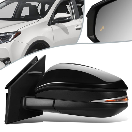 RETROVISOR MIRROR - OEM - 13-15 TOYOTA RAV4 - POWERED - HEATED - W/ SIGNAL LIGHT - W/ BSD - FOLDING - BLACK MATERIAL - LEFT