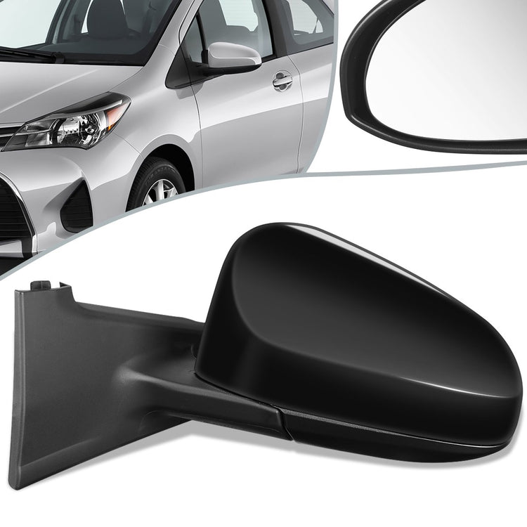 RETROVISOR MIRROR - OEM - 15-18 TOYOTA YARIS HATCHBACK - MANUAL - PAINTABLE - BLACK - LEFT