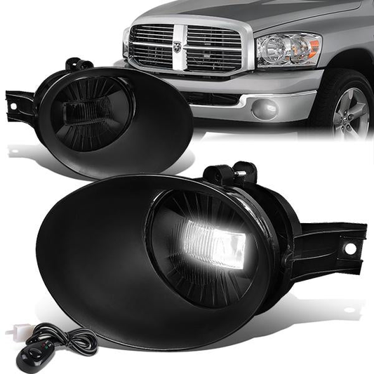 FAROS DE NIEBLA 02-08 DODGE RAM 1500 / 03-09 RAM 2500, 3500 - FITS STEEL BUMPER MODELS ONLY - WITH SWITCH, BEZEL - SMOKE