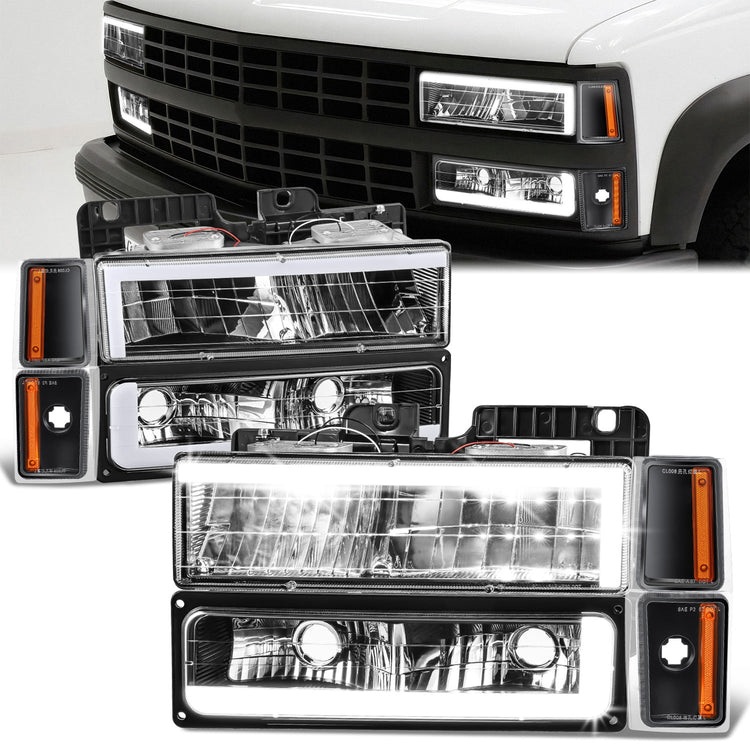 FAROS CLEAR LENS,AMBER REFLECTOR,BLACK HOUSING - 8PCS - LED BAR - 92-93 CHEVROLET BLAZER / 88-93 CHEVROLET C1500 / 92-93 CHEVROLET C1500 SUBURBAN / 88-93 CHEVROLET C2500 / 92-93 CHEVROLET C2500 SUBURBAN / 88-93 CHEVROLET C3500 / 88-93 CHEVROLET K1500 /