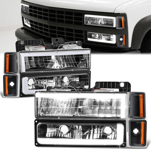 FAROS CLEAR LENS,AMBER REFLECTOR,BLACK HOUSING - 8PCS - LED BAR - 92-93 CHEVROLET BLAZER / 88-93 CHEVROLET C1500 / 92-93 CHEVROLET C1500 SUBURBAN / 88-93 CHEVROLET C2500 / 92-93 CHEVROLET C2500 SUBURBAN / 88-93 CHEVROLET C3500 / 88-93 CHEVROLET K1500 /