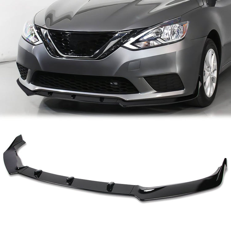 LIP FRONTAL 16-19 NISSAN SENTRA - REQUIRES DRILLING BUMPER FOR INSTALLATION - 3PC - PAINTED GLOSS BLACK