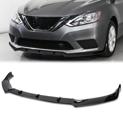 LIP FRONTAL 16-19 NISSAN SENTRA - REQUIRES DRILLING BUMPER FOR INSTALLATION - 3PC - PAINTED GLOSS BLACK
