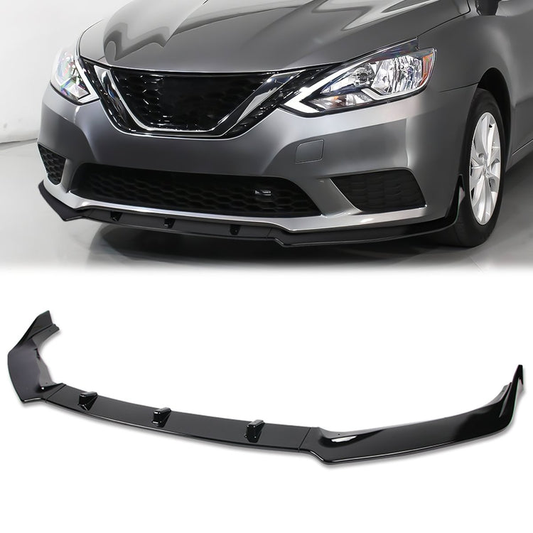 LIP FRONTAL 16-19 NISSAN SENTRA - REQUIRES DRILLING BUMPER FOR INSTALLATION - 3PC - PAINTED GLOSS BLACK